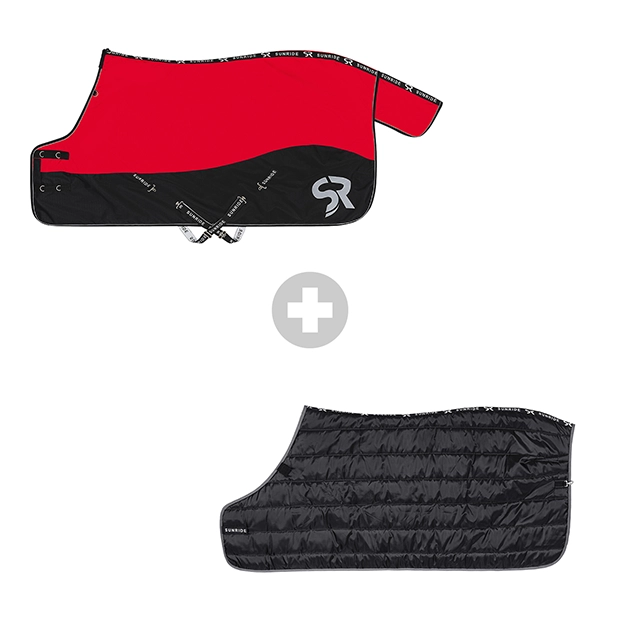 helsinki decke rot mit 250 gramm fuellung vonsunride im set mit der schwarzen 150 gramm unterdecke