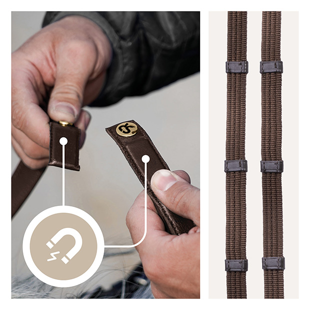 Safety belt reins with magnet "NoPanic"