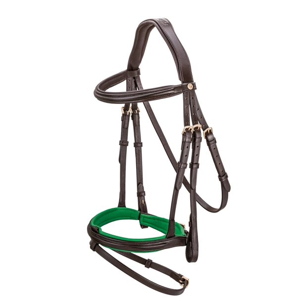 gruen abgesetzte englisch kombinierte trense hawaii in braun von sunride inklusive passende zuegel